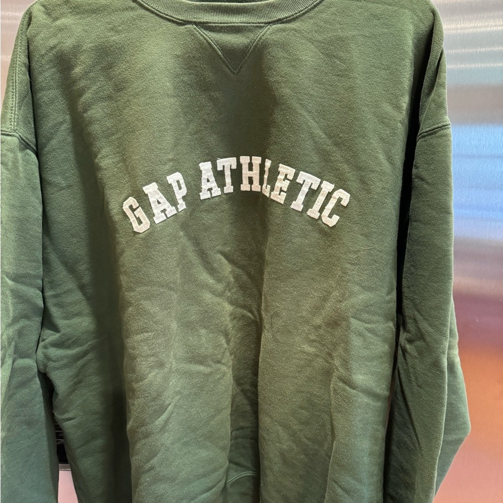 VINTAGE GAP Athletic Forest Green Sweatshirt Unisex XXL - letters sewn on